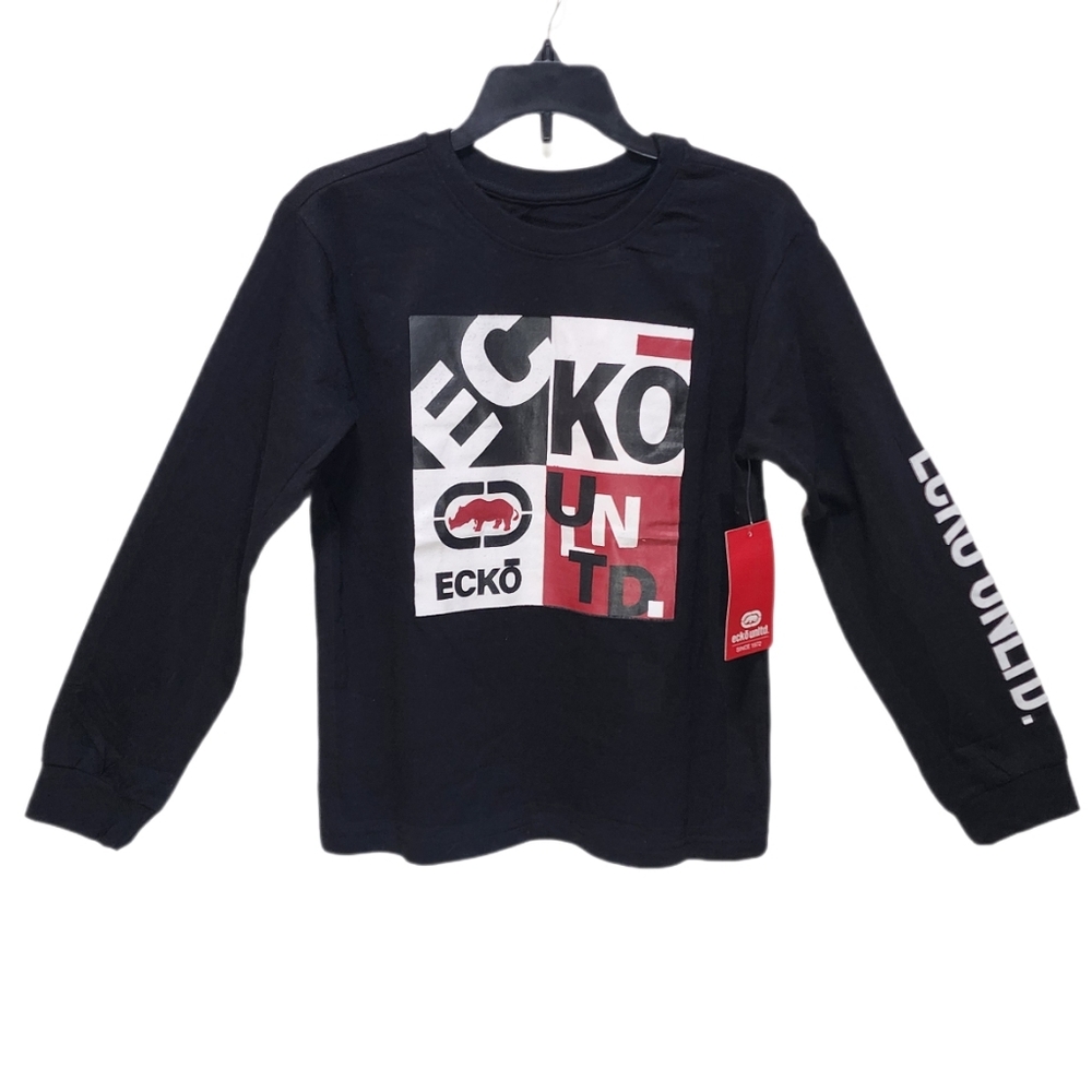 Ecko Unltd Big Boys Long Sleeve Graphic T-shirt Logo Rhino Color Black 10-12